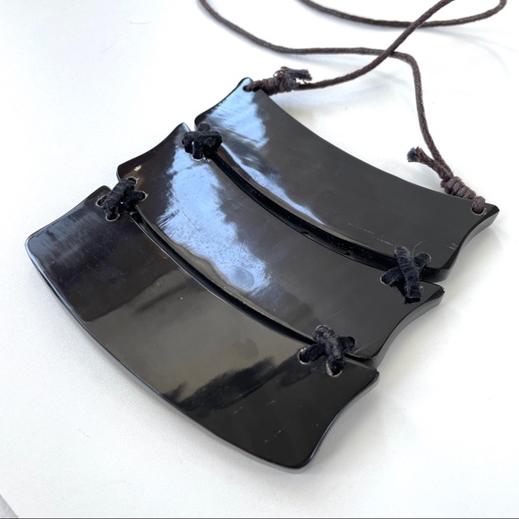 MooMoo Designs 3 Tier Black Ox Horn Necklace - Picture 5 of 15